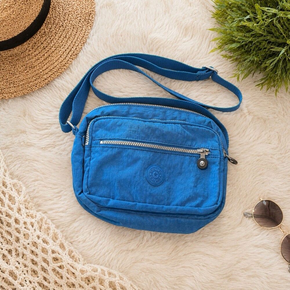 Kipling DEENA Cobalt Blue Compact Crossbody Shoulder Bag purse 10x7.5"